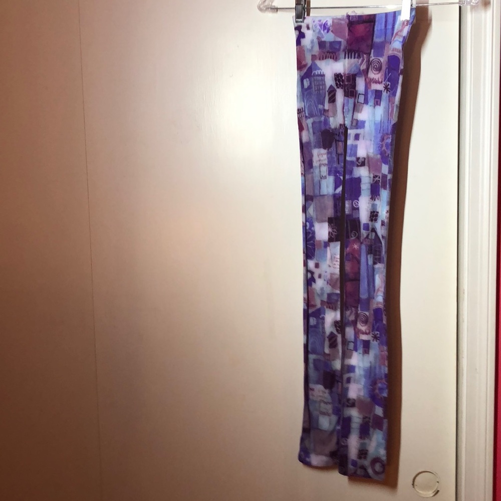 Blue and purple tights from Foot Traffic